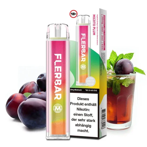 Flerbar Einweg Vape | Mojito Plum | 600 Züge | Nikotin 20 mg