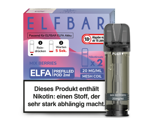 ELFBAR ELFA Pod | Mix Berries | 20mg Nikotin | 2er Pack