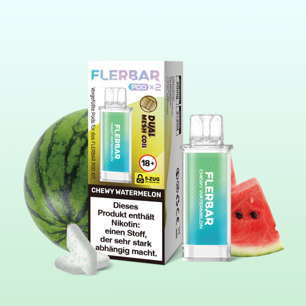 Flerbar Pod | Chewy Watermelon | 2 ml | Nikotin 20 mg | 2er Pack