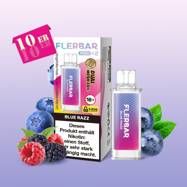 10x 2er POD Blue Razz - Nikotinhaltig 2ml