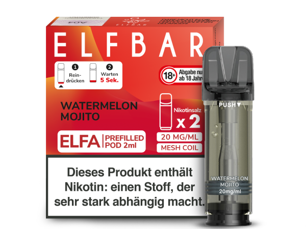 ELFBAR ELFA Pod | Watermelon Mojito | 20mg Nikotin | 2er Pack