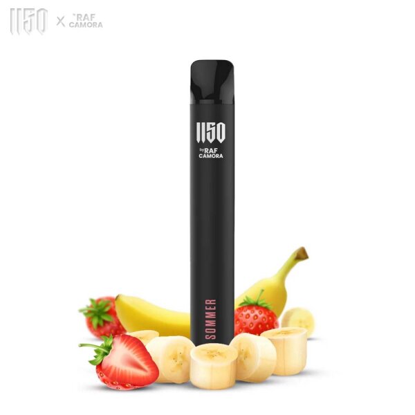 1150 Vape by Raf Camora | SOMMER - Strawberry Banana | Einweg E-Shisha E-Zigarette Vape mit Nikotin 20mg